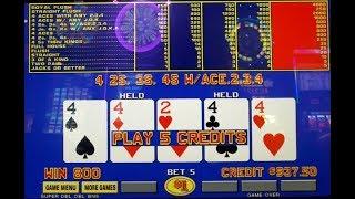 Caesar's Video Poker $1 [Super Dbl Dbl Bonus Poker]~Four 4's+ Kicker (2)~$800.00