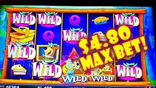 RACING YOGI BEAR TO BET MAX $4.80!!!! -- New Las Vegas Casino Slot Machine Freeplay Friday Bonus Win