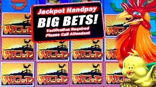 BIG BETS ON RED ROOSTER!  HIGH LIMIT SLOT PLAY  MASSIVE JACKPOTS!
