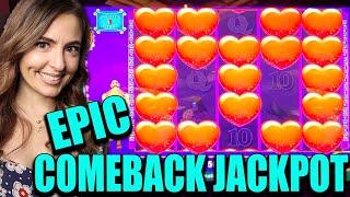 EPIC COMEBACK HANDPAY JACKPOT! RARE 50+ Hearts on Penny Pier!