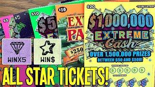 ALL STAR TICKETS!  I'M BLOWN AWAY! Extreme Cash + Space Invaders  $110 TX Lottery Scratch Offs