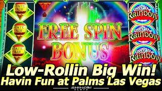 Over The Rainbow Low-Rollin Big Win! 100x+ Free Spins Bonus and Double-Up at the Palms in Las Vegas!