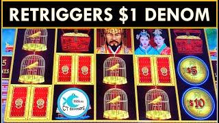RETRIGGERS! SO MANY SPINS! HOW MUCH DID I WIN ON $5 BET DOLLAR STORM SLOT MACHINE? WHALES OF CASH!