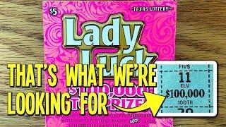 MORE WINS! 15X Lady Luck! Jackpot Hunting   TEXAS LOTTERY Scratch Off Tickets