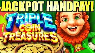 JACKPOT HANDPAY! I WAS PUNKED!!  SHAMROCK FORTUNES (TRIPLE COIN TREASURES) Slot Machine (AGS)