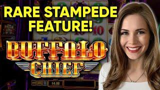 SUPER RARE STAMPEDE FEATURE! Buffalo Chief Slot Machine! BONUS!