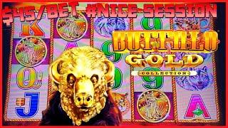 ️HIGH LIMIT Buffalo Gold NICE WINNING SESSION ️(2) $45 SPIN BONUS ROUNDS Slot Machine Casino ️