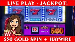 $50 WHEEL OF FORTUNE GOLD SPIN SLOT MACHINE - HANDPAY JACKPOTS - OLD SCHOOL HAYWIRE!