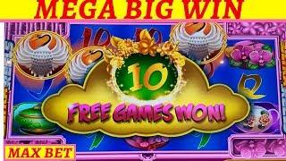 MEGA BIG WIN New Konami Scroll of Wonder Slot Machine | Massive Slot Win |Timber Wolf Bonus