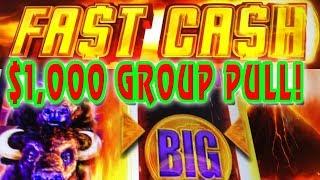 BUFFALO FAST CASH   PROGRESSIVE WINS  MAX BET $1,000 GROUP PULL  4/6