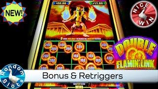 New️Double Flaming Link Blazing Ares Slot Machine Nice Bonus & Retriggers