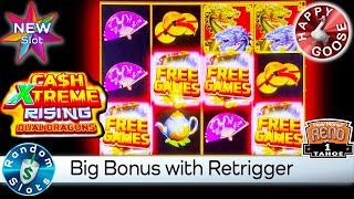 ️ New  Cash Xtreme Rising Dual Dragons Slot Machine Big Bonus with Retriggers
