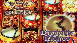 EXCITING $1,000 SLOT PLAYDANCING DRUMS EXPLOSION & DRAGON'S RICHES Slot / HIGHER BET栗スロ Lucky 500