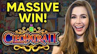 MASSIVE BONUS WIN! My Biggest Win On Cleopatra 2 Slot Machine! Rare Re-Trigger!