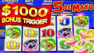 5 SCATTER TRIGGER!!! WHALES OF CASH OVER $1000 BONUS - FREE GAMES CASINO SLOTS - HAPPY CINCO DE MAYO