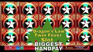 BIGGEST JACKPOT on YOUTUBE  For Dragon's Law Twin Fever Slot HUGE HANDPAY JACKPOT