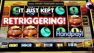 How Many Times Did It RETRIGGER?!  Handpay and Big Wins From My Last Night in Vegas