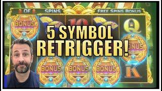 What happens when you get a 5 SYMBOL RETRIGGER in the BONUS? IT PAYS WELL! LAZER LOCK SLOT MACHINE