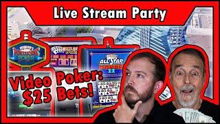 LIVE: $25 Bets on VIDEO POKER! Matt & Steve BOTH Return • The Jackpot Gents