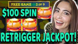 $100 SPIN LANDS A BONUS GAME, RETRIGGER + A JACKPOT HANDPAY all in the HIGH LIMIT ROOM in VEGAS!