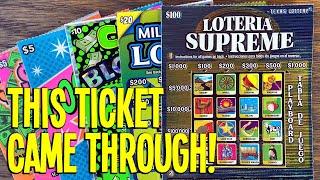 THIS TICKET CAME THROUGH!  $100 LOTERIA SUPREME! $180 TEXAS LOTTERY Scratch Offs