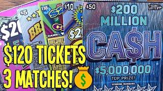 3 MATCHES! $120/TICKETS  BIG $50 $200 Million Ca$h + Lucky No. 13  TEXAS LOTTERY Scratch Offs