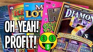 NICE HITS! $20 Diamond 7s, $10 Hit $500,000 + MORE!  $60 in TEXAS LOTTERY Scratch Off Tickets