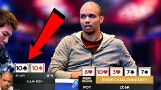 Phil Ivey's FULL HOUSE Over STRAIGHT In $100,000 Buy-In Poker Tournament!