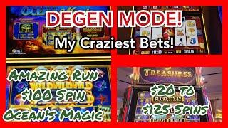 DEGEN MODE!  My Craziest Bets (Up to $125) + Amazing Run on Ocean Magic at $100 Spins!