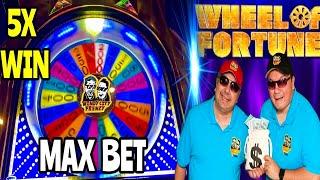 WHEEL OF FORTUNE SLOT!MAX BET! WHEEL SPIN AND 5X MULTIPLIER LINE HIT!HO-CHUNK GAMING MADISON!