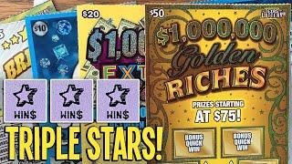 TRIPLE STARS! $130/TICKETS  $50 $1,000,000 Golden Riches + 2X $20 Extreme Cash  TEXAS LOTTERY