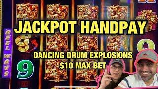JACKPOT HANDPAY : DANCING DRUM EXPLOSIONS $10 MAX BET ! WE FINALLY GOT IT! RIVER SPIRIT TULSA CASINO