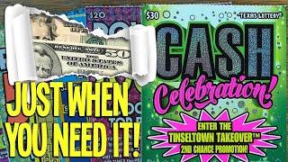 Just When YOU NEED IT $$! 2X $30 Cash Celebration!  $170 TEXAS LOTTERY Scratch Offs
