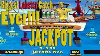 $25 BET! JACKPOT HANDPAY ON LOBSTERMANIA SLOT MACHINE!!