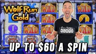 $60 Bet JACKPOT on HIGH LIMIT  Wolf Run Gold