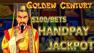 HIGH LIMIT Dragon Cash Link Golden Century HANDPAY JACKPOT ~ $100 Bonus Round Slot Machine Casino