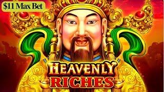 $11 MAX BET Heavenly Riches Slot Machine Bonus Won ! Live Slot Play |  GREAT SESSION