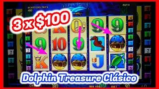 3 Rondas x $100 Dólares  Apuesta Máxima $9  Dolphin Treasure Viejito pero Pagador!