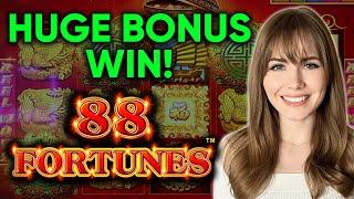 HUGE BONUS WIN! Crazy Comeback On 88 Fortunes Slot Machine!