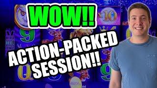 ACTION PACKED SESSION! Wonder 4 Wonder Wheel Slot Machine! SUPER FREE GAMES! DOUBLE BONUS!!