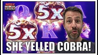 I've never had a slot machine yell at me before! Cobra Hearts big win!