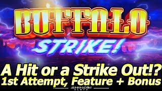NEW Buffalo Strike Slot Machine! Buffalo Meets The Vault! Strike Feature, Stampedes and Free Games!