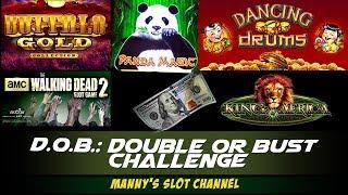 (Double or Bust Episode:1) - $100 Bankroll $20 in 5 machines - Dragon Link, Dancing Drums, Buffalo G