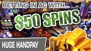 Atlantic City HUGE Jackpot Slot Win  $50 Spins PAY OFF!