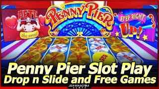 Penny Pier Slot Machines - Pete the Sweet and Step Right Up! Live Play, Drop n Slide, and Free Games