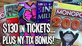 **WINS!** $130/TICKETS + NY FAN MAIL BONUS!  TEXAS + NEW YORK Lottery Scratch Offs