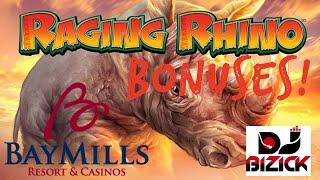 Raging Rhino  SLOT MACHINE  BONUS X TWO & RETRIGGER  BAY MILLS RESORT & CASINO