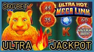 HIGH LIMIT Ultra Hot Mega Link Amazon  HANDPAY JACKPOT $60 Bonus Round Slot Machine Casino
