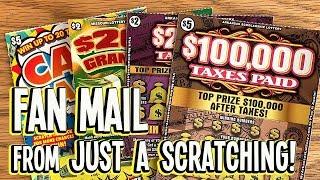 FAN MAIL FROM Just a Scratching! $100,000 Taxes Paid, CA$H TASTIC  Arkansas + Missouri Lottery