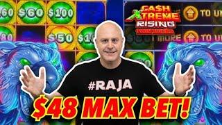 Double Screen Bonus Jackpot!  $48 Max Bet Spins on Cash Extreme Rising Twin Tigers
